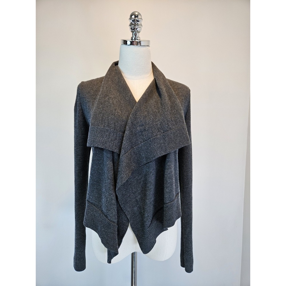Banana Republic‎ Dark Grey Merino Wool Blend Waterfall Open Cardigan Sweater S